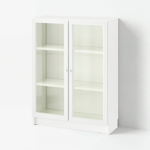 BILLY / OXBERG Bookcase with glass-doors, white, 80x30x106 cm