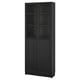Option: BILLY / OXBERG Bookcase with panel/glass doors, black oak effect, 80x30x202 cm