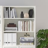 BILLY / OXBERG Bookcase with panel/glass doors, white, 160x30x202 cm
