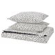 BJÖRKGRÅMAL Duvet cover and 2 pillowcases, black white/dotted, 240x220/50x60 cm