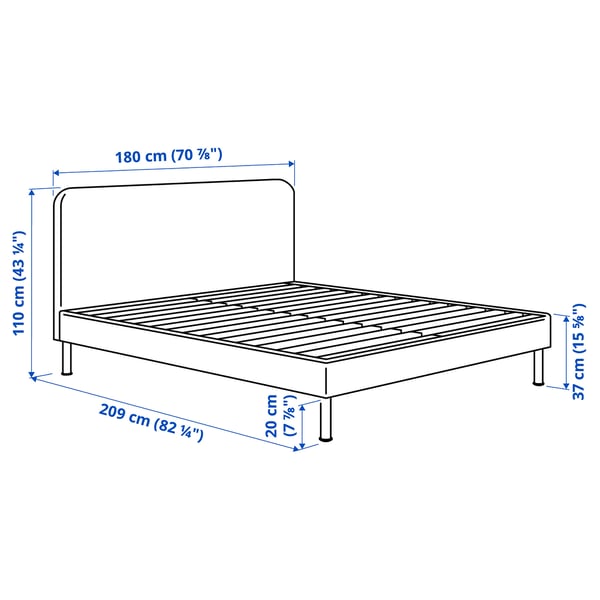 Illustration with measurements for the product: BLÅFJÄLLET.
