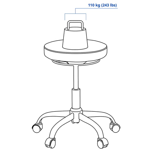 BLYKOBB Stool with castors, Glose black