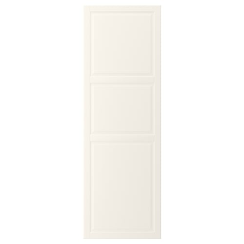 An off-white BODBYN kitchen cabinet door with a classic, bevelled panel design. The rectangular shape and smooth texture make it easy to clean.