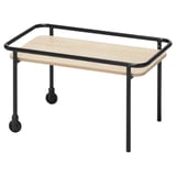 BRÄNNBOLL Side table on castors, light ash effect/black, 69x39 cm