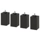 Four black square wooden furniture legs with threaded metal rods on top.