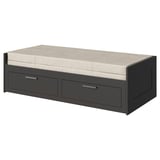 BRIMNES Day-bed w 2 drawers/2 mattresses, black/Vannareid firm, 80x200 cm