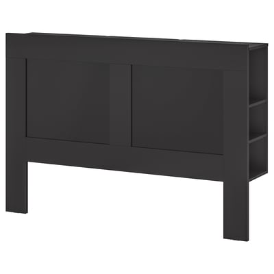 BRIMNES Headboard with storage compartment, black, 180 cm