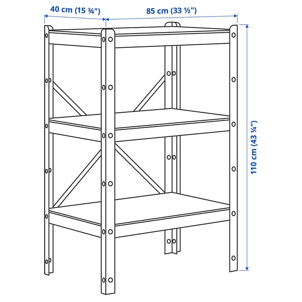 BROR Shelving unit, black/wood, 85x40x110 cm