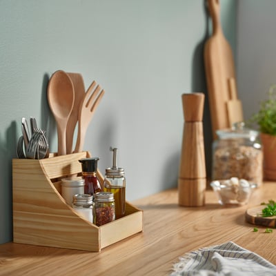 CHOKLADHAJ Kitchen countertop organiser, wood, 20x18x16 cm