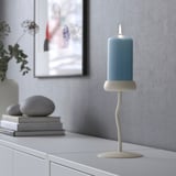 DAGLIGEN Unscented pillar candle, dark grey-blue, 14 cm
