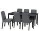 DANDERYD / BERGMUND Table and 6 chairs, black/Gunnared medium grey, 180 cm