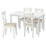 DANDERYD / INGOLF Table and 4 chairs, white/Hallarp beige, 130 cm
