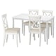 DANDERYD / INGOLF Table and 4 chairs, white/Hallarp beige, 130 cm