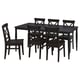 DANDERYD / INGOLF Table and 6 chairs, black/brown-black, 180 cm