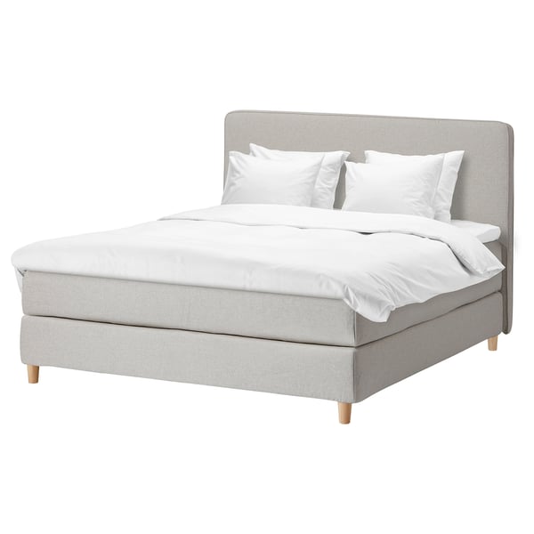DUNVIK Divan bed, Valevåg medium firm/Nordberget Gunnared beige, 140x200 cm
