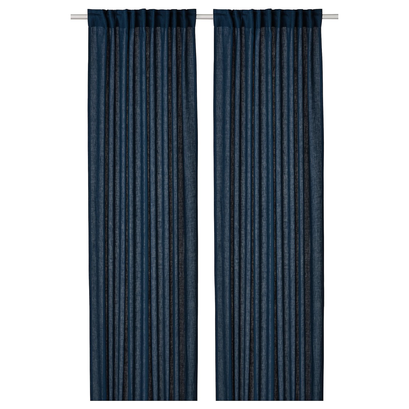 DYTÅG curtains, 1 pair, dark blue/with heading tape, 145x250 cm