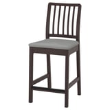 EKEDALEN Bar stool with backrest, dark brown/Orrsta light grey, 62 cm