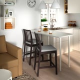 EKEDALEN Bar stool with backrest, dark brown/Orrsta light grey, 62 cm