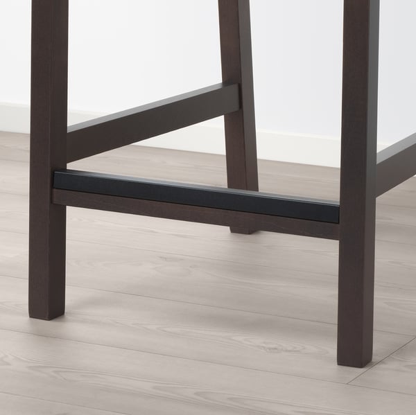 EKEDALEN Bar stool with backrest, dark brown/Orrsta light grey, 62 cm