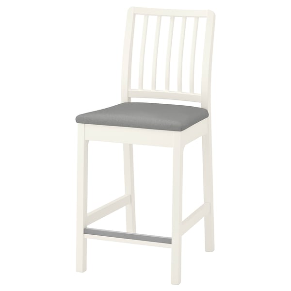 EKEDALEN Bar stool with backrest, white/Orrsta light grey, 62 cm