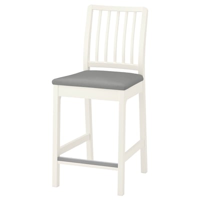 EKEDALEN Bar stool with backrest, white/Orrsta light grey, 62 cm