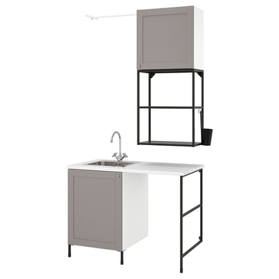 ENHET Laundry, anthracite/grey frame, 139x63.5x87.5 cm