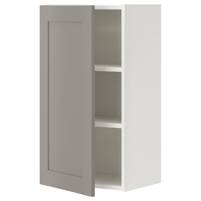 ENHET Wall cb w 2 shlvs/door, white/grey frame, 40x32x75 cm