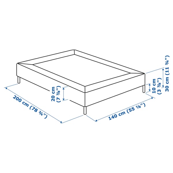 ESPEVÄR Sprung mattress base with legs, white, 140x200 cm