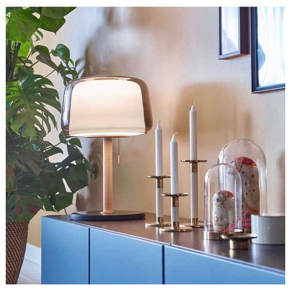 EVEDAL Table lamp, marble/grey