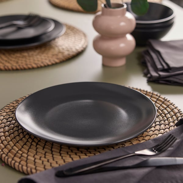 FÄRGKLAR Plate, matt dark grey, 26 cm