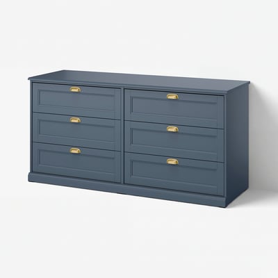FÅGELFJÄLLET Chest of 6 drawers, dark grey-blue, 160x51x78 cm