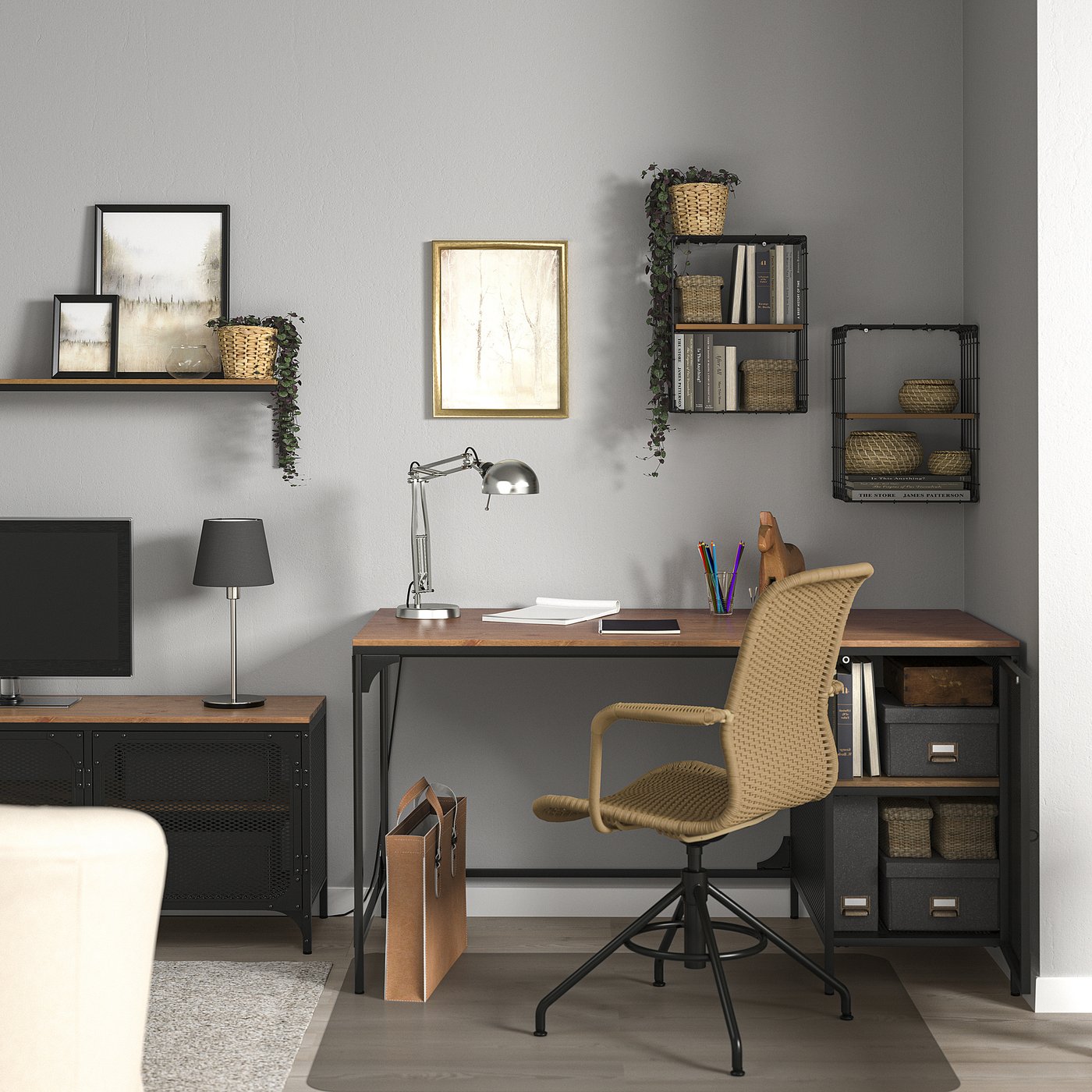 引取り限定 IKEA FJALLBO デスク ブラック 140cm×70cm FJÄLLBO desk, black, 140x70 cm - IKEA Norway