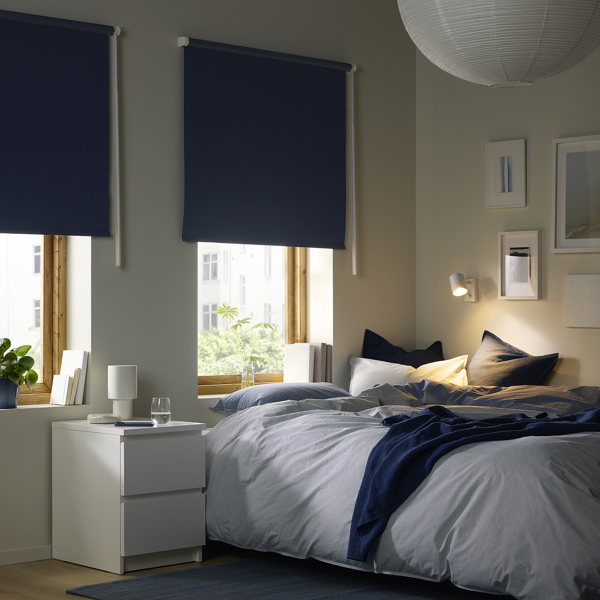 FRIDANS Block-out roller blind, blue, 200x195 cm