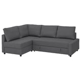 FRIHETEN Corner sofa-bed with storage, with extra back cushions/Skiftebo dark grey