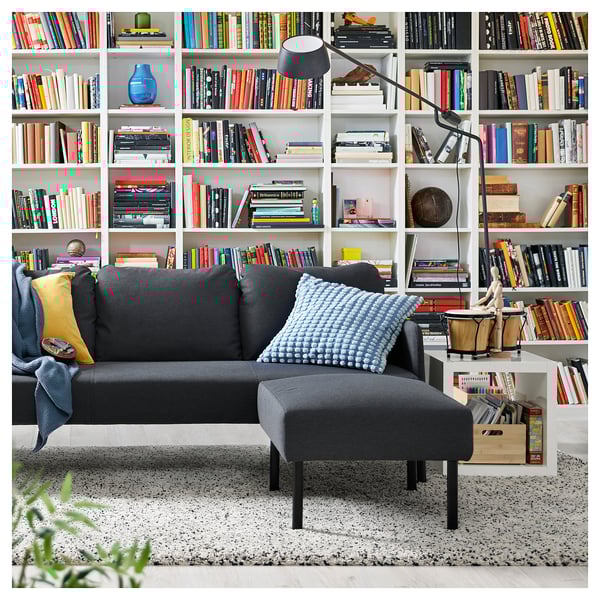 GLOSTAD 3-seat sofa with chaise longue, Knisa dark grey