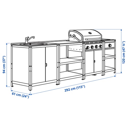 Illustration with measurements for the product: GRILLSKÄR.