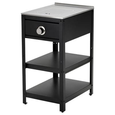 GRILLSKÄR Side burner, black/stainless steel outdoor, 48x61 cm
