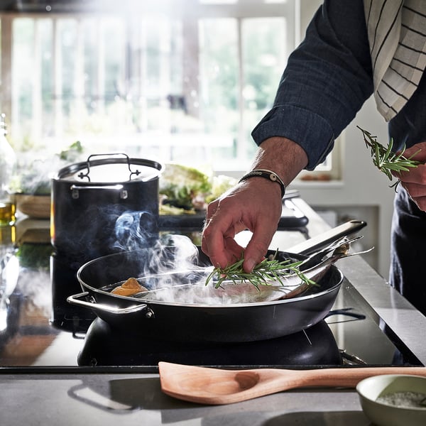 GULDÖRING Frying pan, non-stick coating stainless steel/black-grey, 32 cm