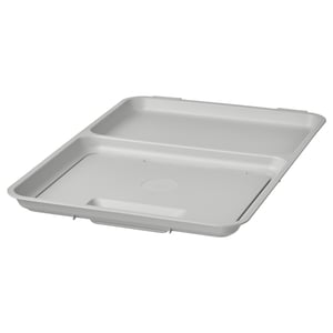HÅLLBAR bin, grey, rectangular with lid, hinges, recycled plastic.