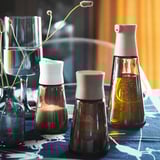 HALVTOM Salt and pepper shakers, glass/brown, 12 cm