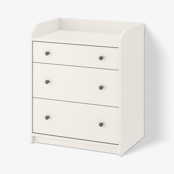 HAUGA Chest of 3 drawers, white, 70x46x84 cm