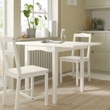 HAUGA Drop-leaf table, white/birch veneer, 55/82/109x74 cm