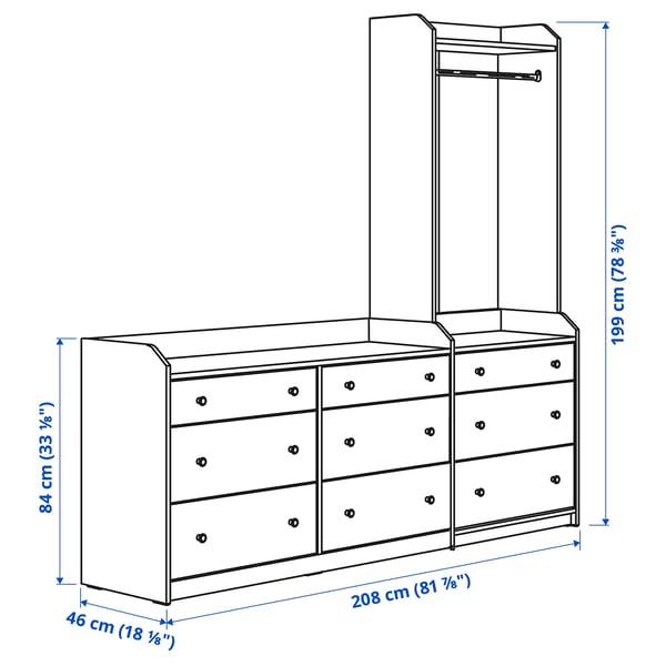 HAUGA Storage combination, grey, 208x199 cm