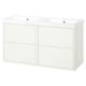 HAVBÄCK white bathroom vanity set, double basin, wall-mounted, sleek design.