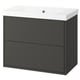 HAVBÄCK furniture in dark grey has a clean, modern design. A ceramic sink and two spacious drawers for bathroom storage.
