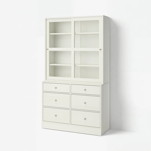 HAVSTA Storage combination w glass-doors, white, 121x47x212 cm