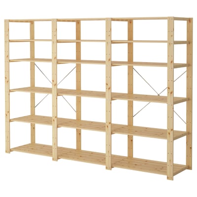 HEJNE 3 sections/shelves, softwood, 230x50x171 cm