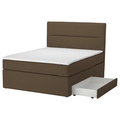 HEMFJÄLLET Divan bed with storage, Valevåg firm/Nisseholm Tonerud dark grey-brown, 160x200 cm