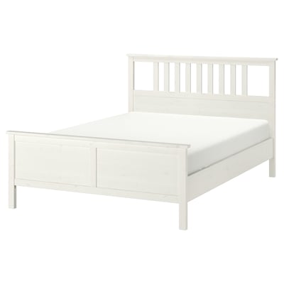 HEMNES Bed frame, white stain/Lönset, 160x200 cm