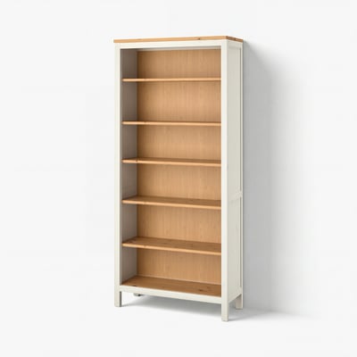 HEMNES Bookcase, white stain/light brown, 90x197 cm